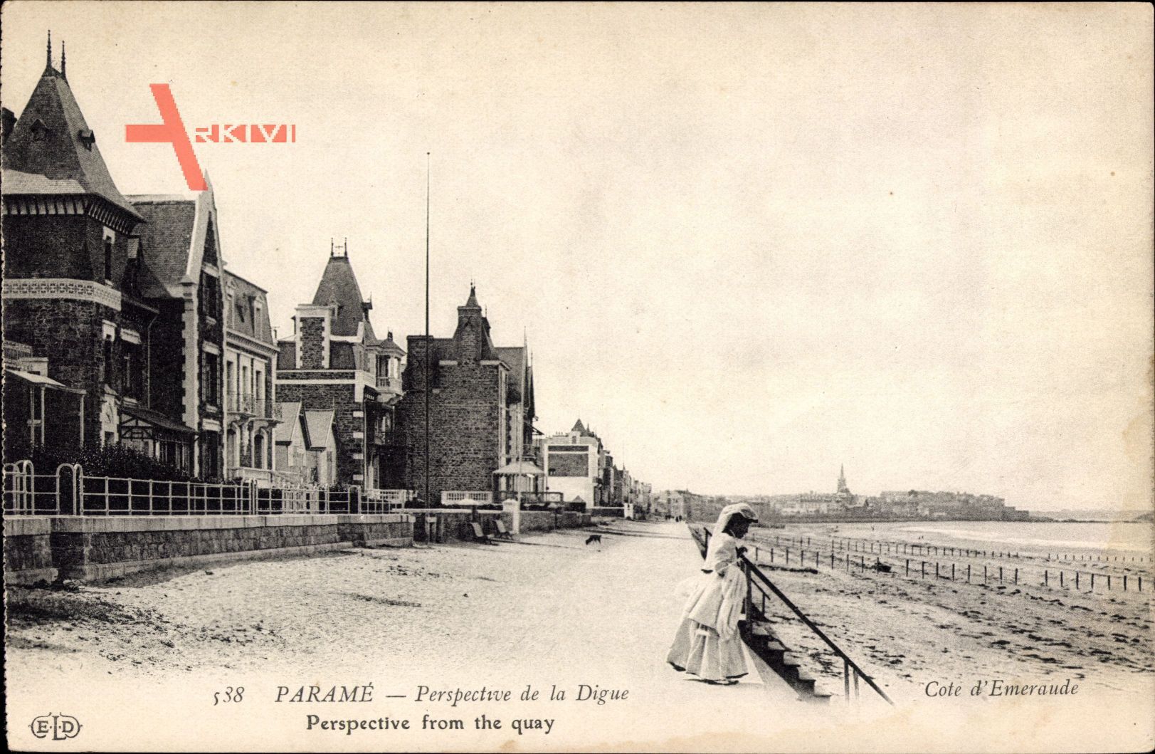 Paramé Saint Malo Ille et Vilaine, Perspective de la Digue, Strandpartie
