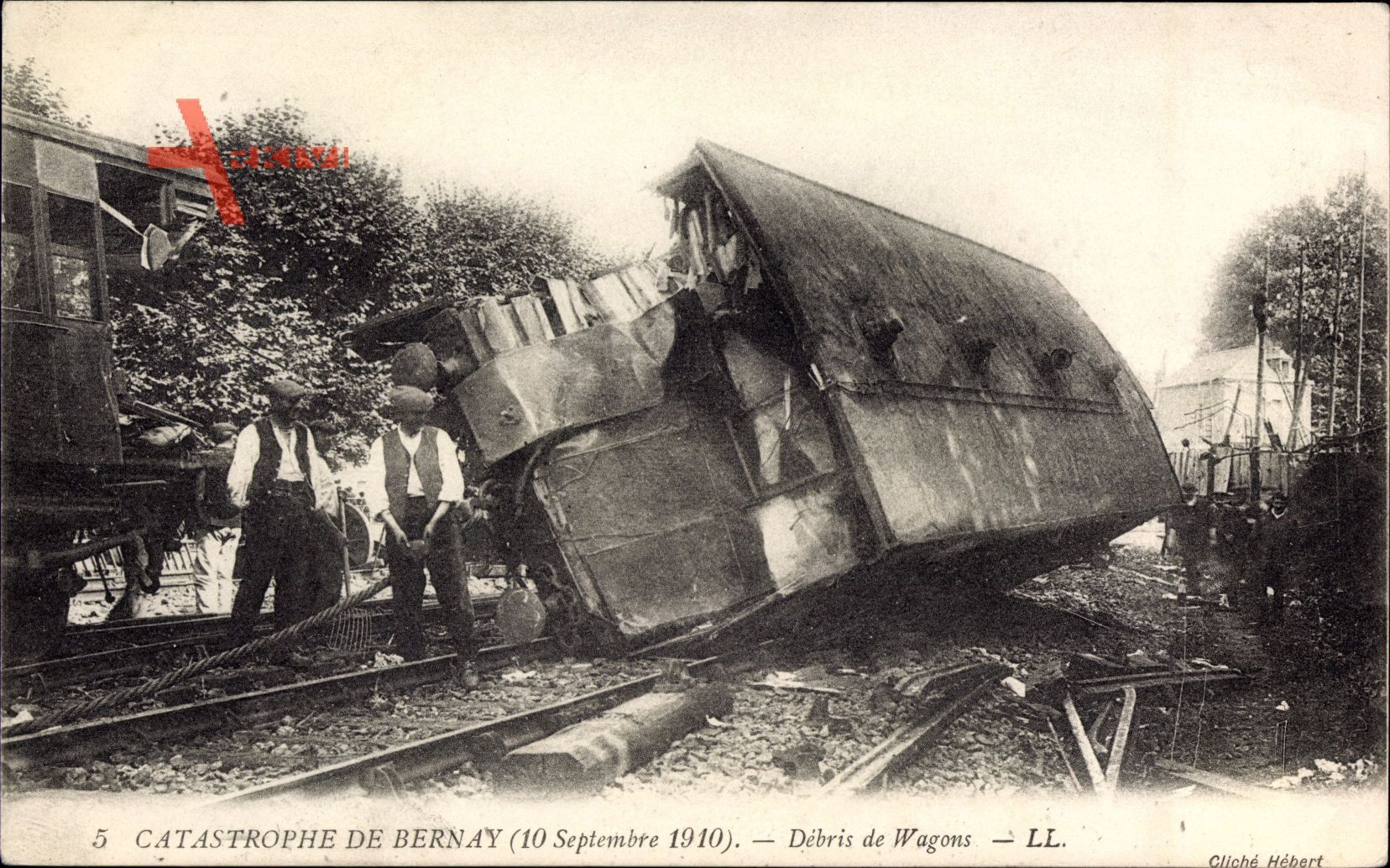 Bernay Eure, Catastrophe, 10 Sept 1919, Débris de Wagons, Eisenbahnunglück