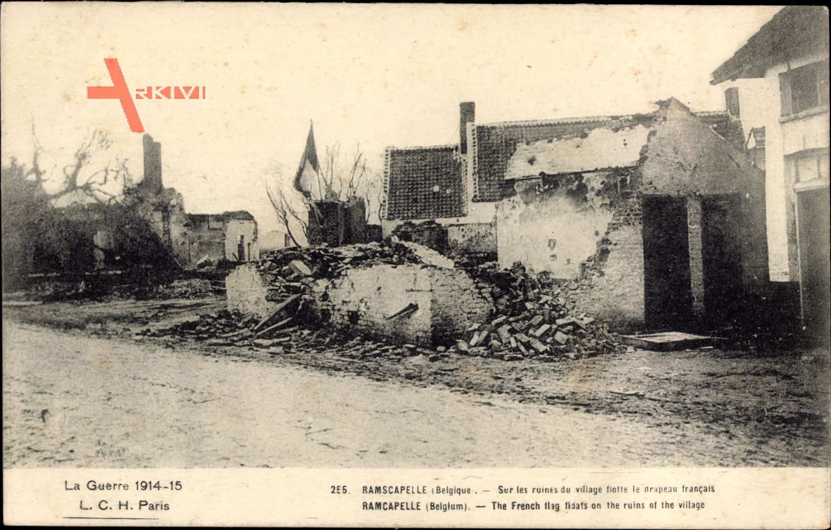 Ramscapelle Ostflandern Belgien, Sur les ruines du village, Kriegszerstörung