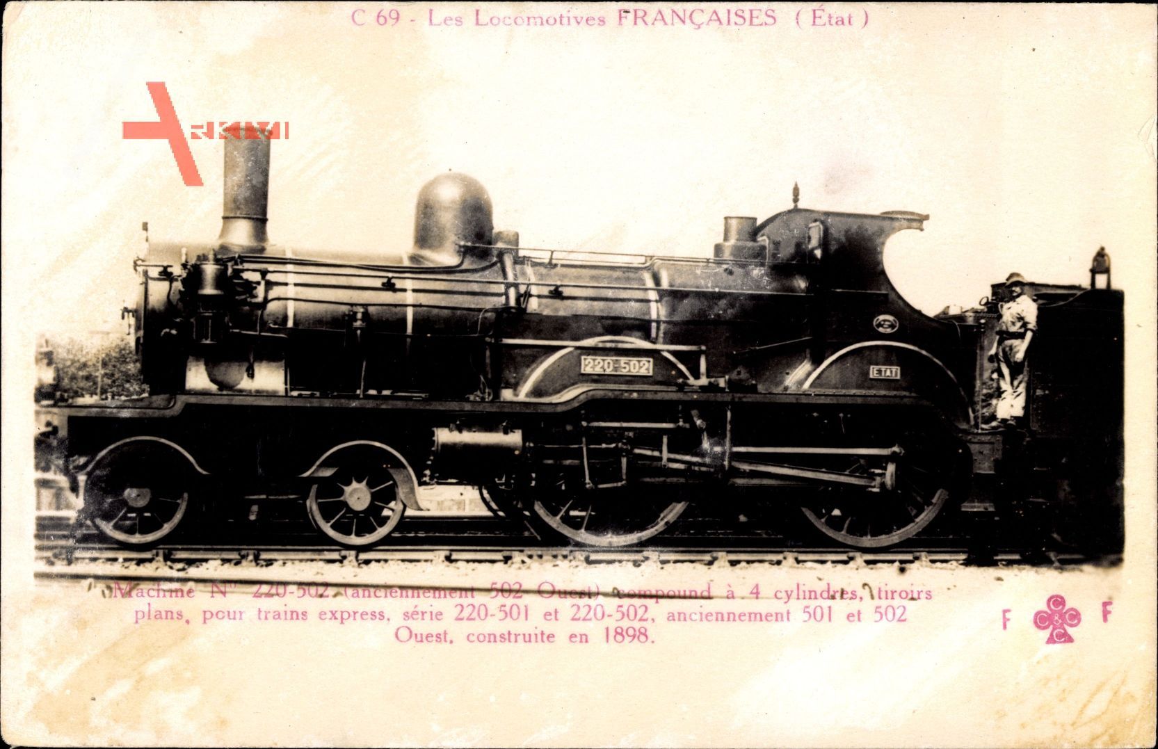 Französische Eisenbahn, No. 220 502, Ouest, Locomotive, construite 1898