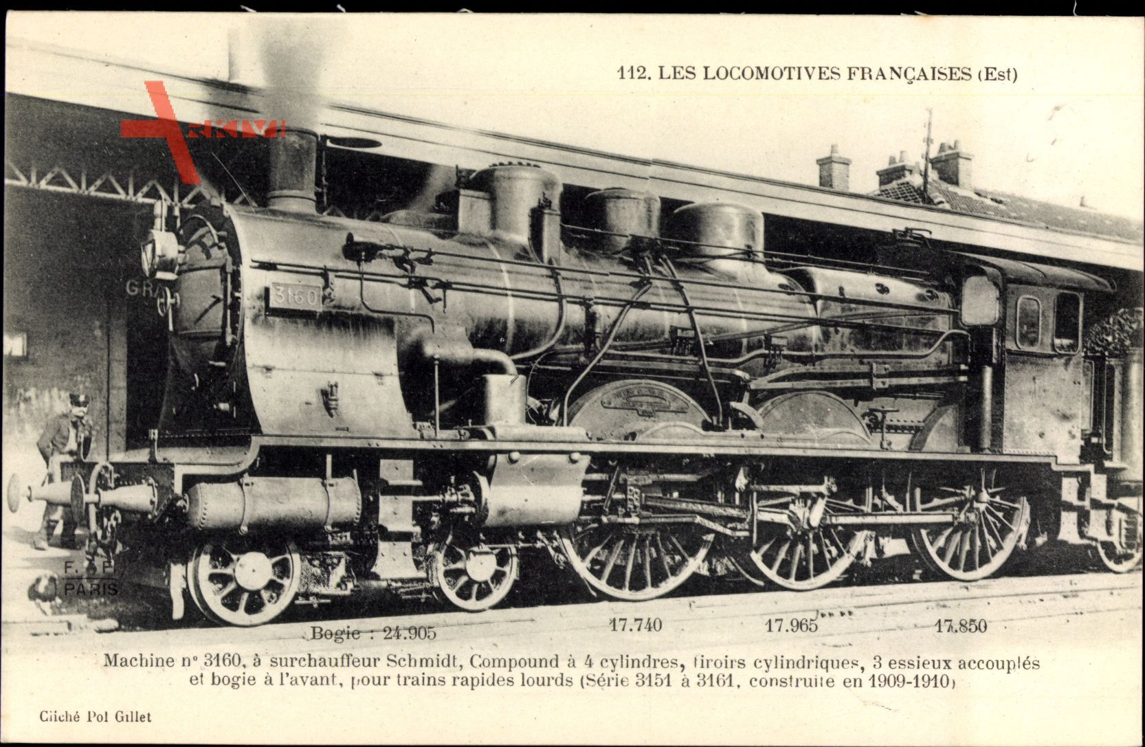 Französische Eisenbahn, Chemin de fer, Locomotive, Est, Machine No 3160