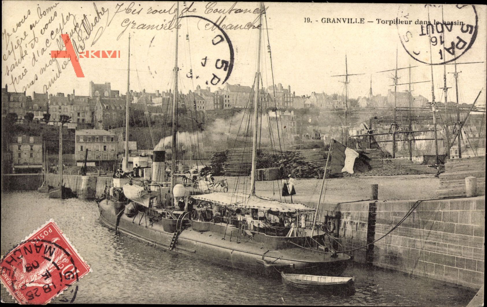 Granville Marne, Torpilleur dans le bassin, Torpedoboot im Hafen