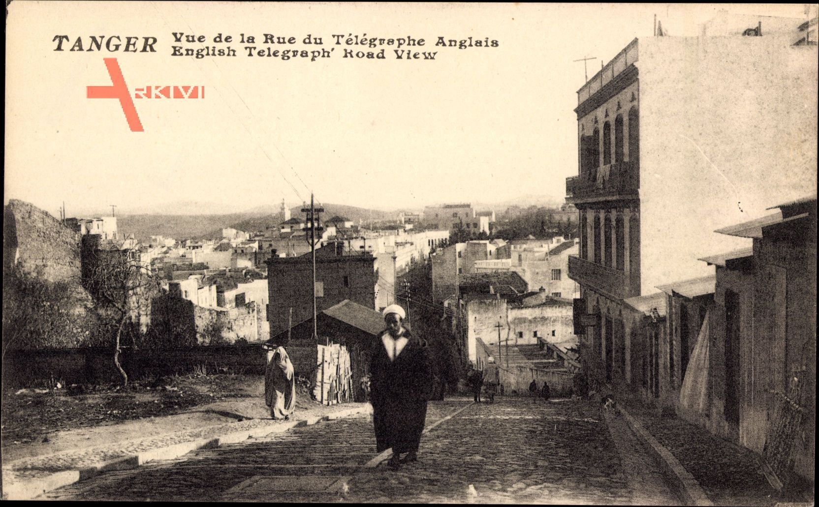 Tanger Marokko, Vue de la Rue du Telegraphe Anglais, Araber, Blick auf Ort