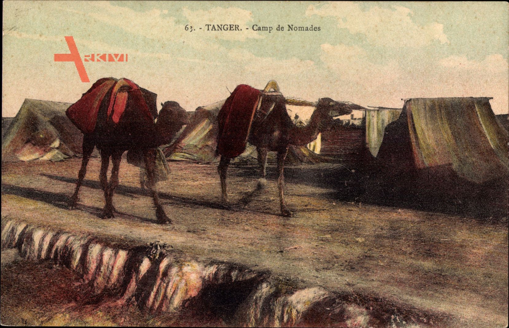 Tanger Marokko, Camp de Nomades, Blick auf ein Nomadencamp, Kamele