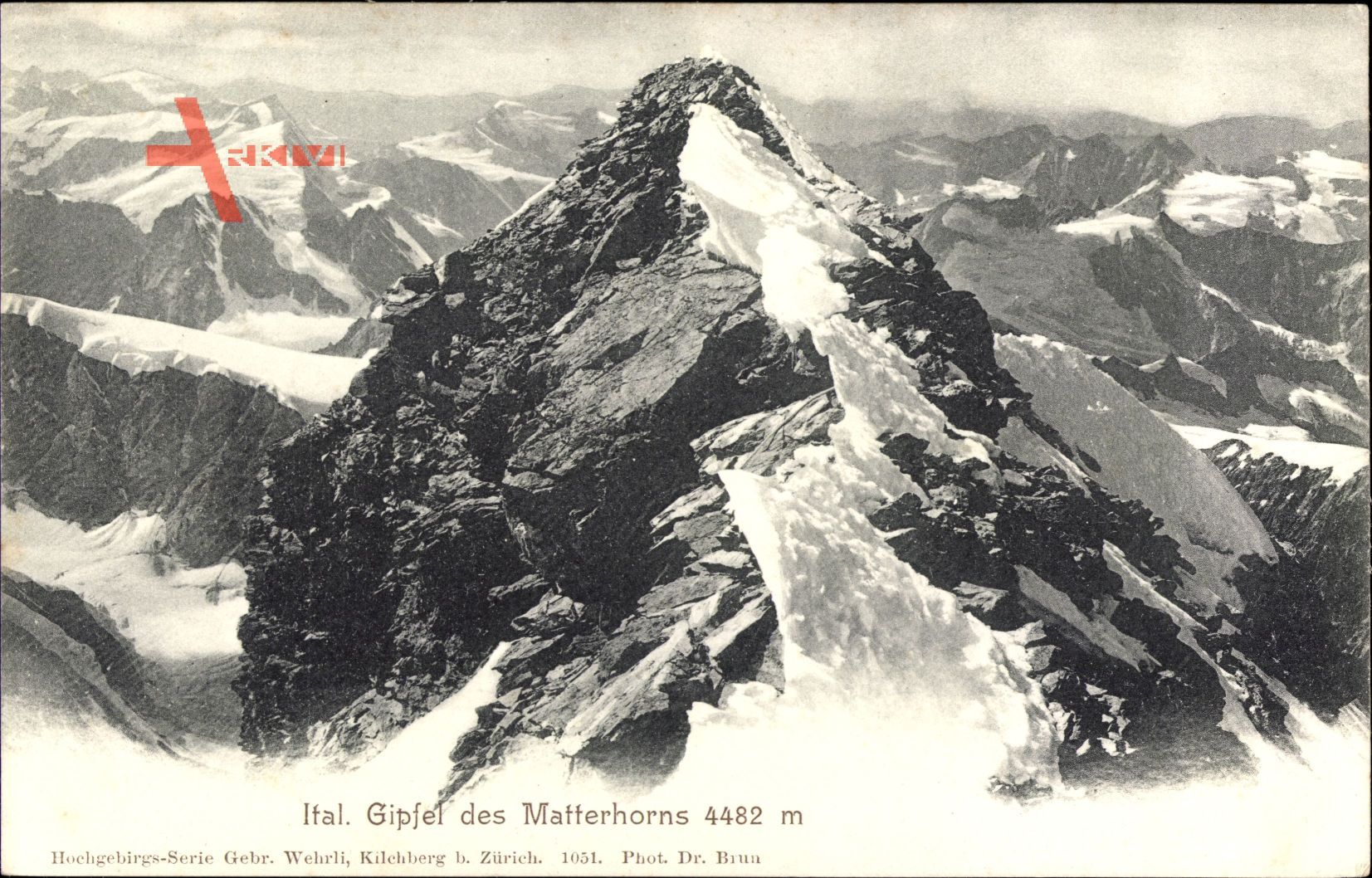 Italienischer Gipfel des Matterhorns aus der Vogelschau
