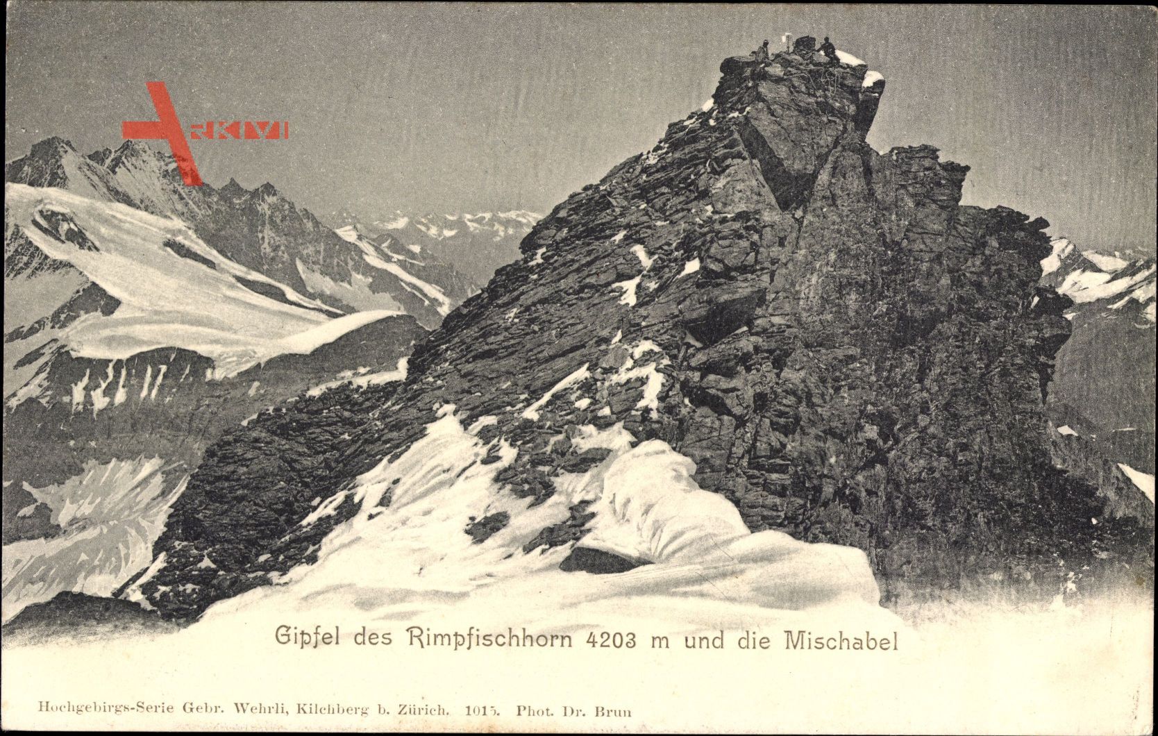 Gipfel des Rimpfischhorn und die Mischabel, Bergwand