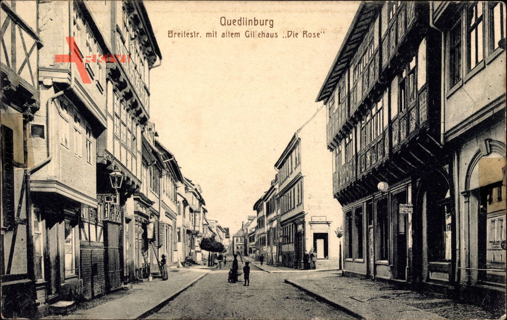 Quedlinburg, Blick in die Breitestraße, Altes Gildehaus Die Rose, Fachwerk