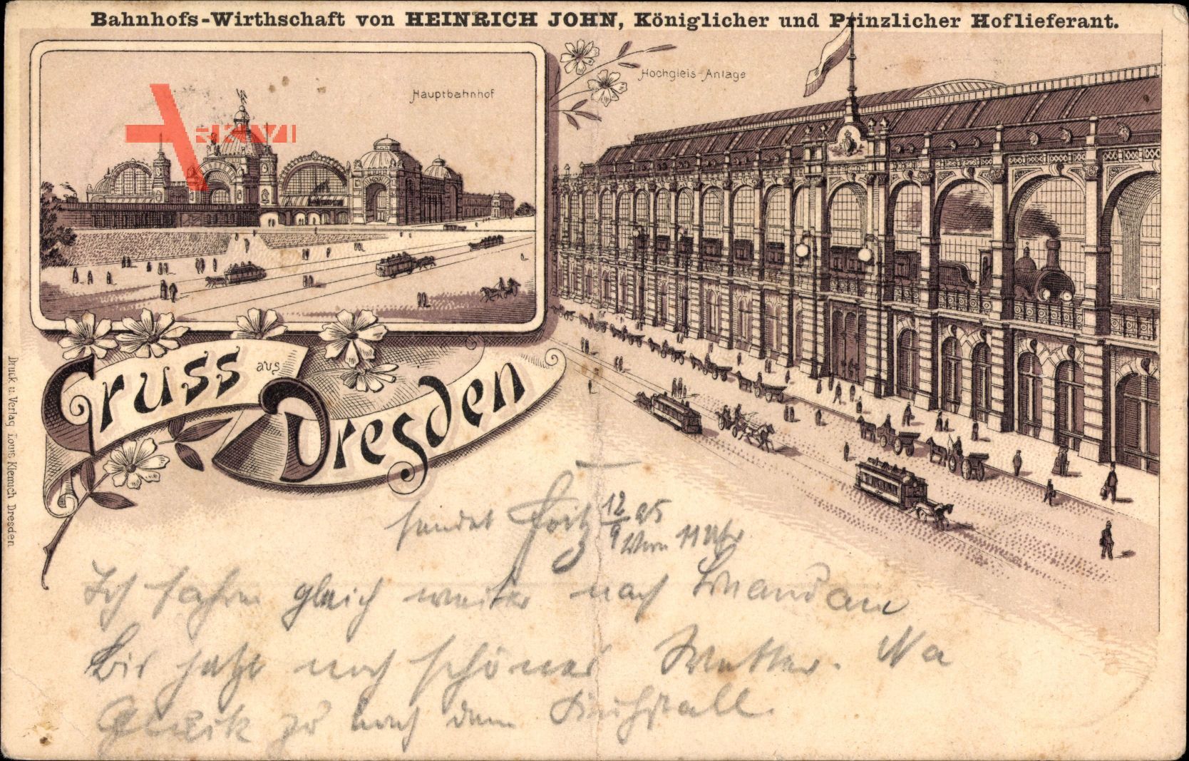 Vorläufer Dresden, Bahnhofswirtschaft, Heinrich John, Hochgleis, 1895