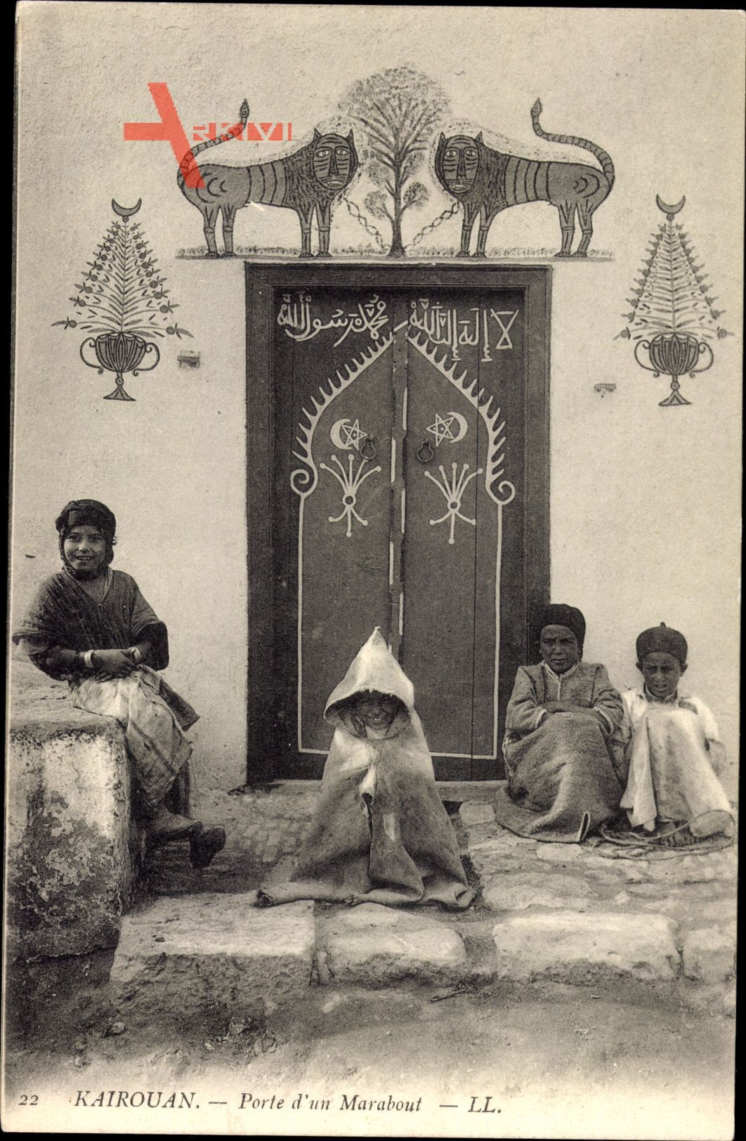 Kairouan Tunesien, Porte dun Marabout, Eingang am Grabmal, Levy & Fils