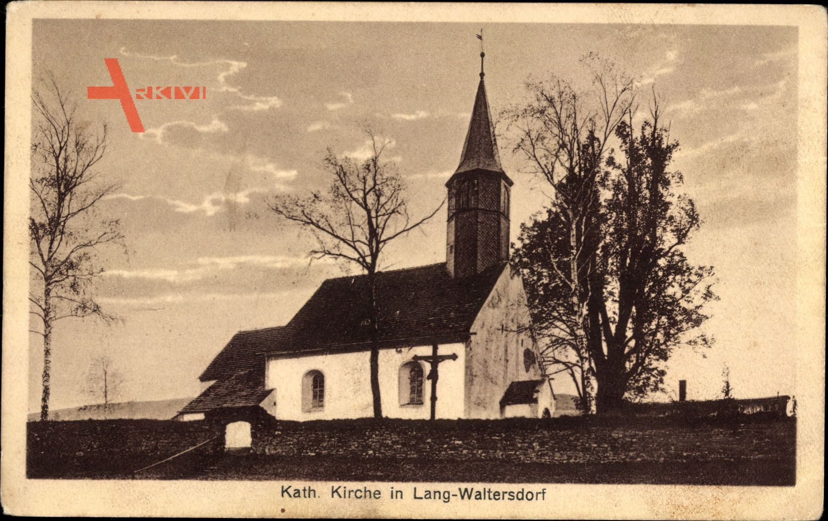 Unisław Śląski Langwaltersdorf Schlesien, Blick auf die Katholische Kirche