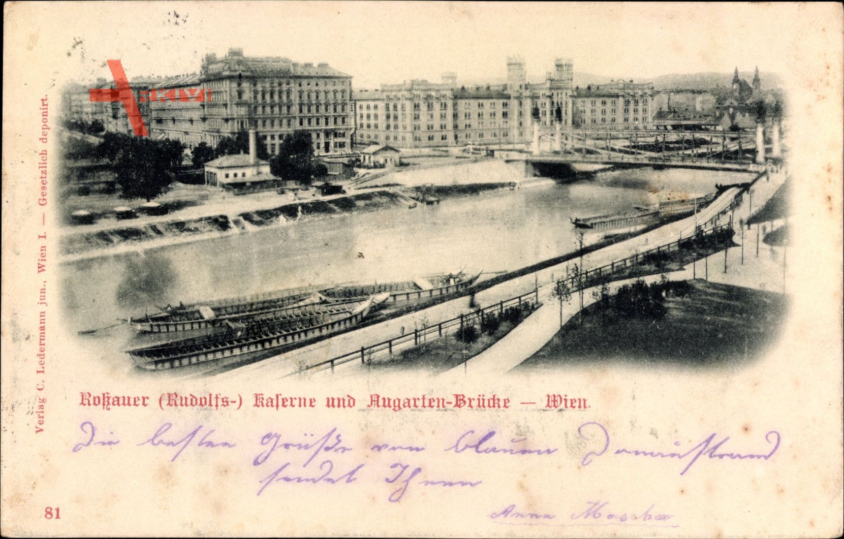 Wien 1. Innere Stadt, Rossauer Kaserne, Augarten Brücke, Rudolfskaserne