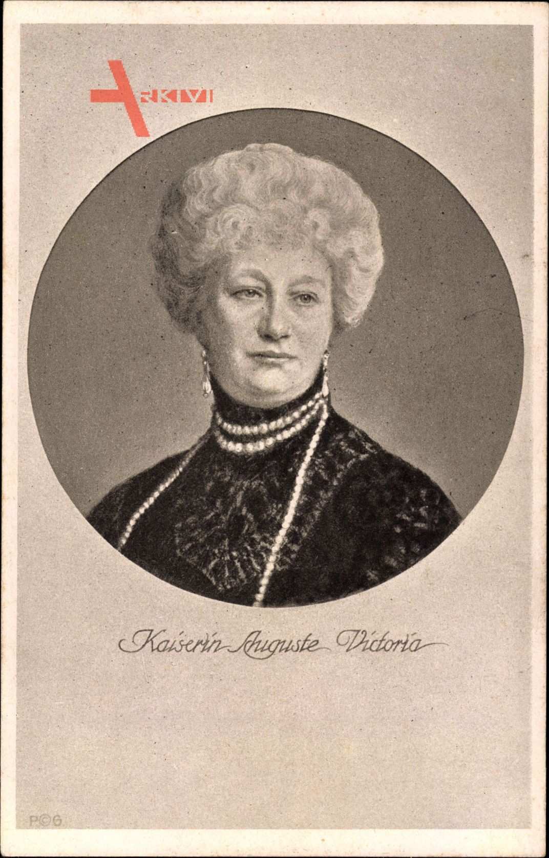 Passepartout Kaiserin Auguste Viktoria, Portrait, Perlenkette