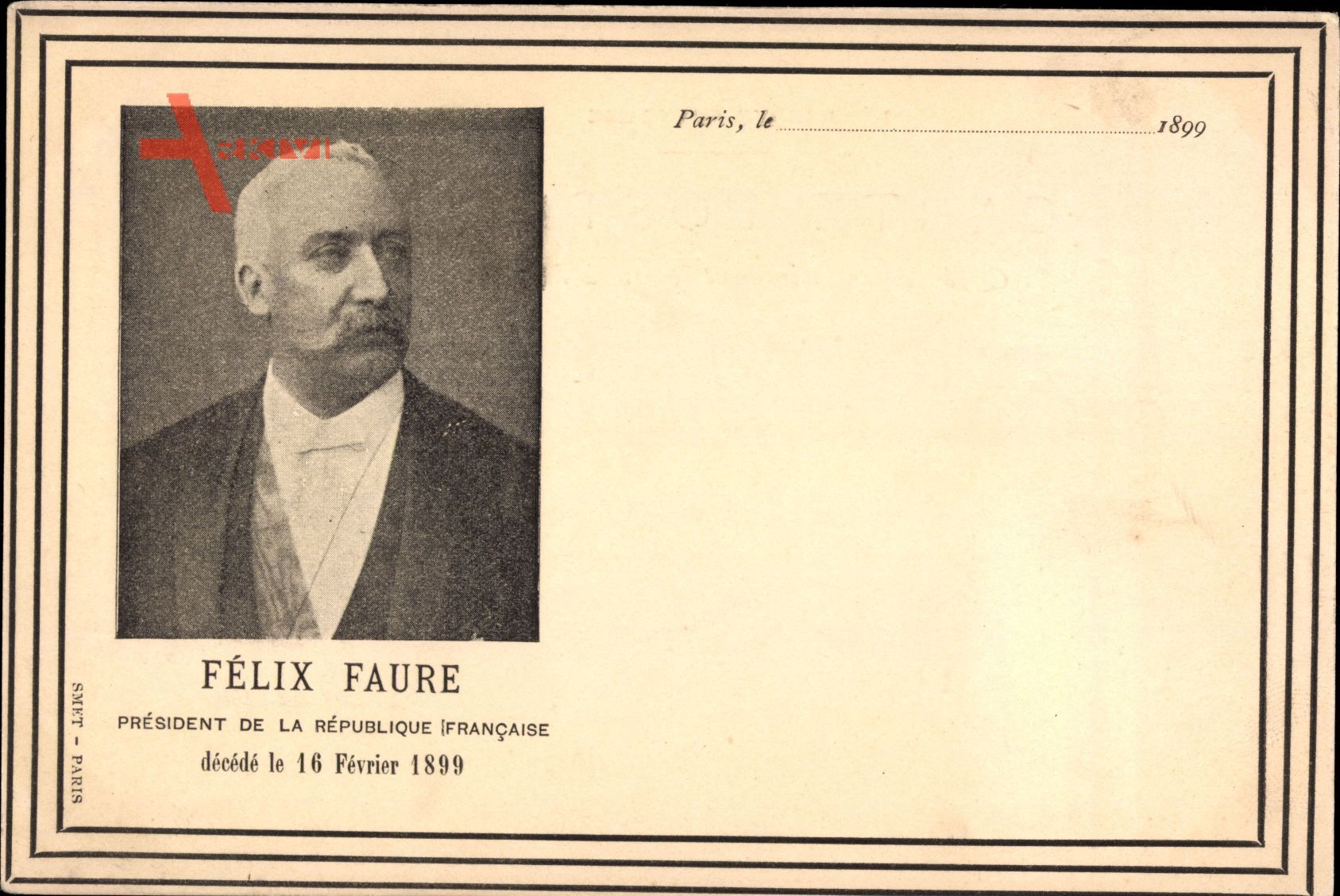 Félix Faure, Von 1895 bis 1899 7. Präsident Frankreichs, Todestag 16 Februar
