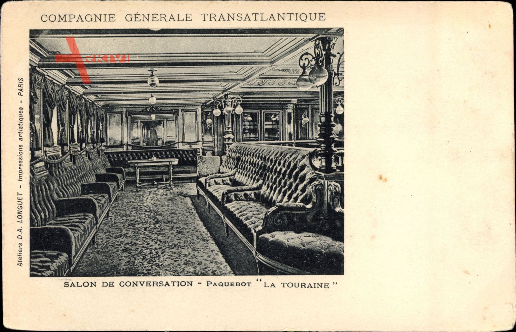 Paquebot La Touraine, CGT French Line, Salon de Conversation