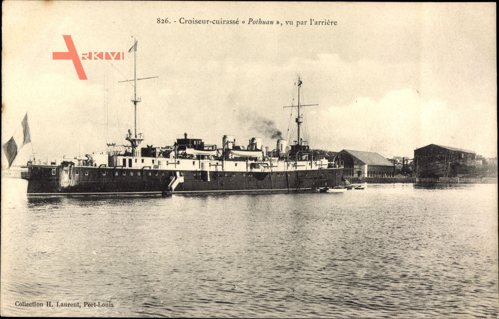 Französisches Kriegsschiff, Croiseur cuirassé, Pothuau, Vu par larrière
