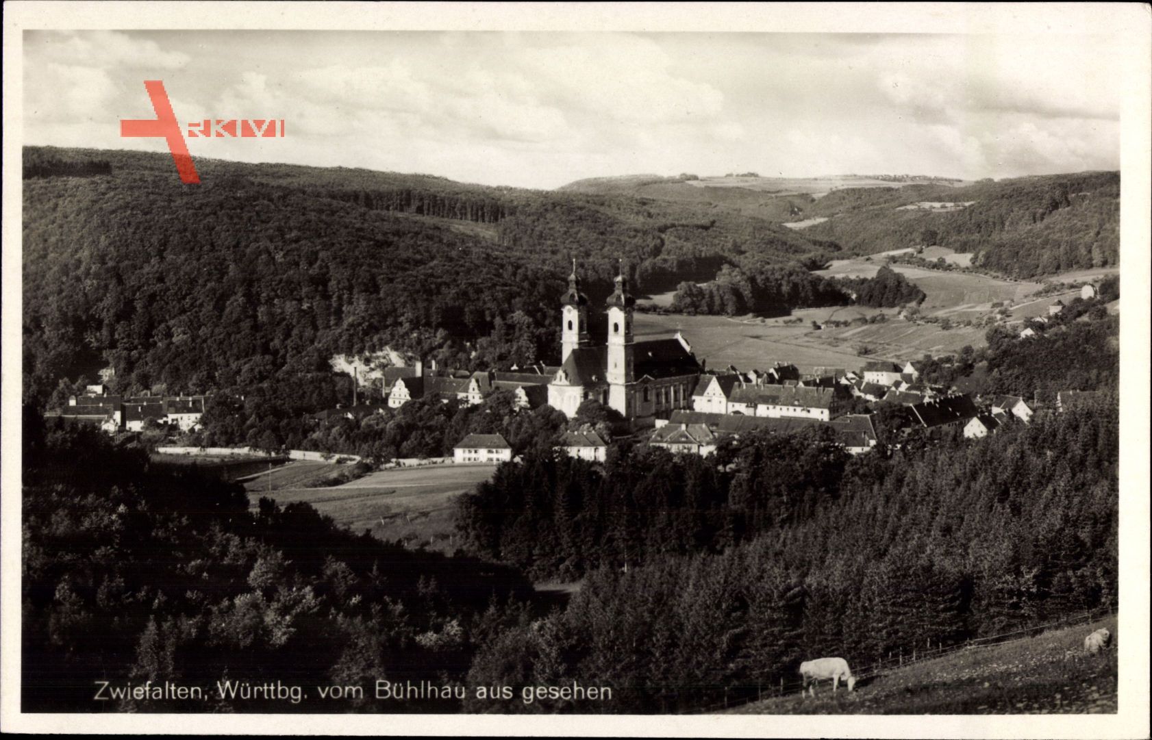 Zwiefalten Württemberg, Blick auf den Ort vom Bühlhau aus gesehen