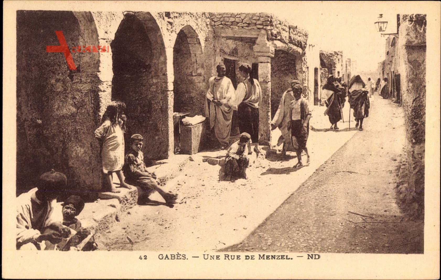 Gabès Tunesien, Une Rue de Menzel, Häusergasse, Tunesier