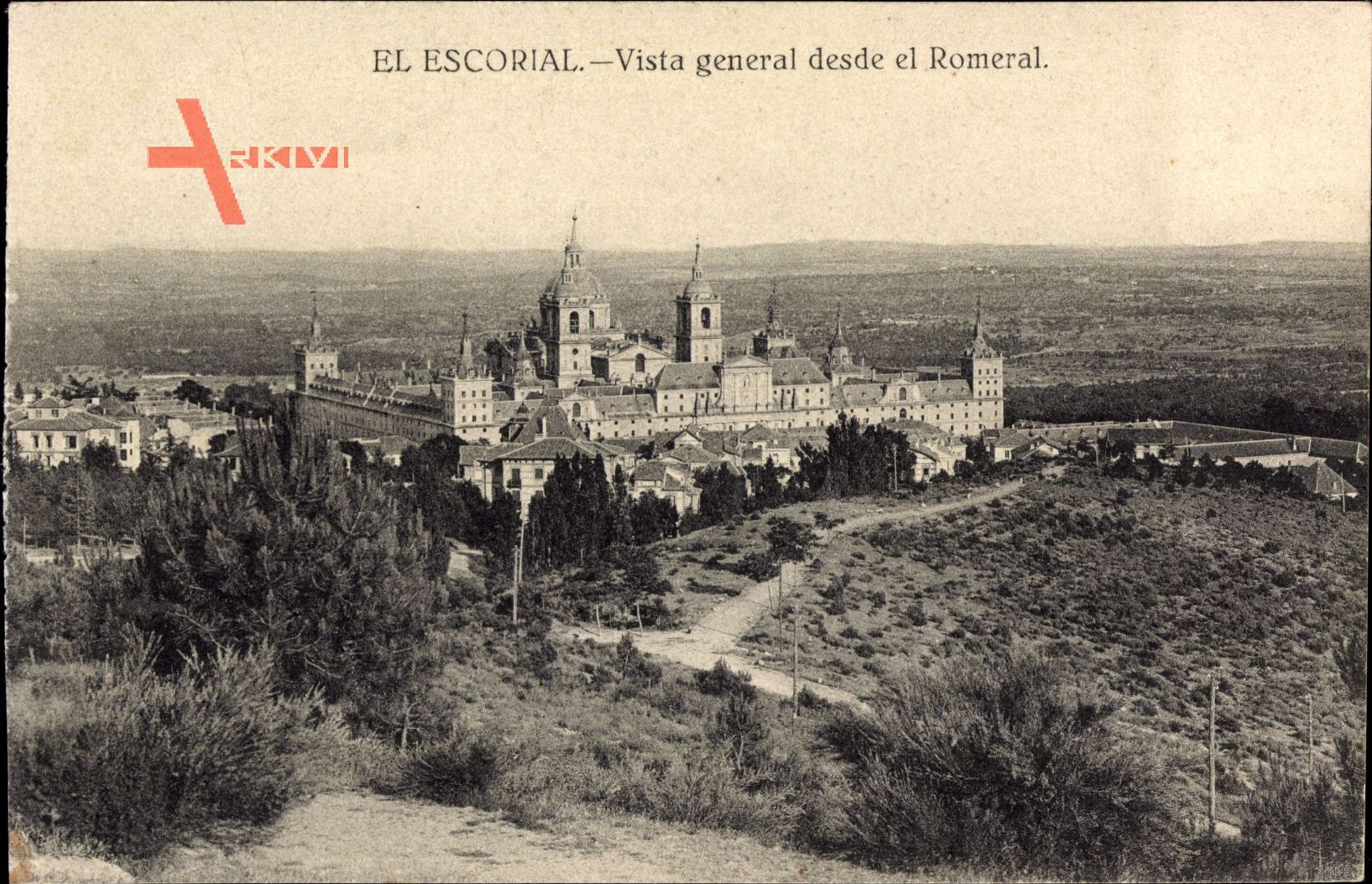 San Lorenzo de El Escorial Madrid Spanien, Vista general desde el Romeral