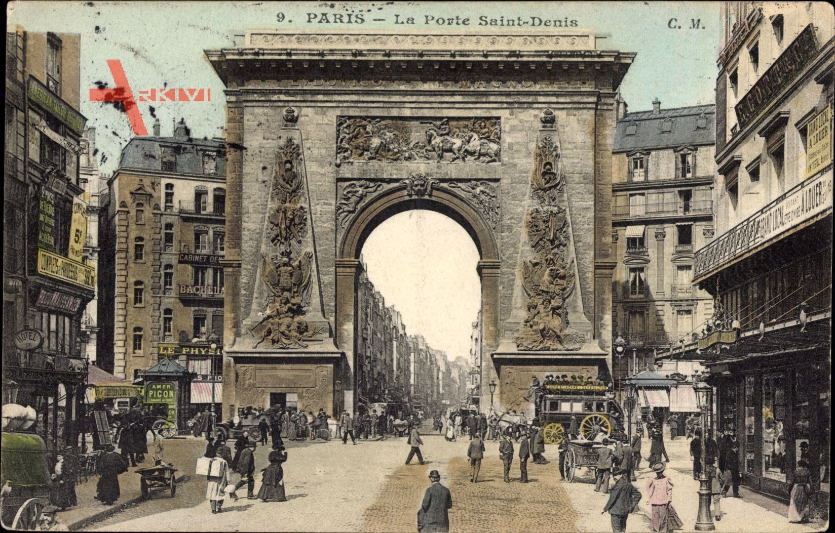Paris, La Porte Saint Denis, Torbogen, Straßenverkehr