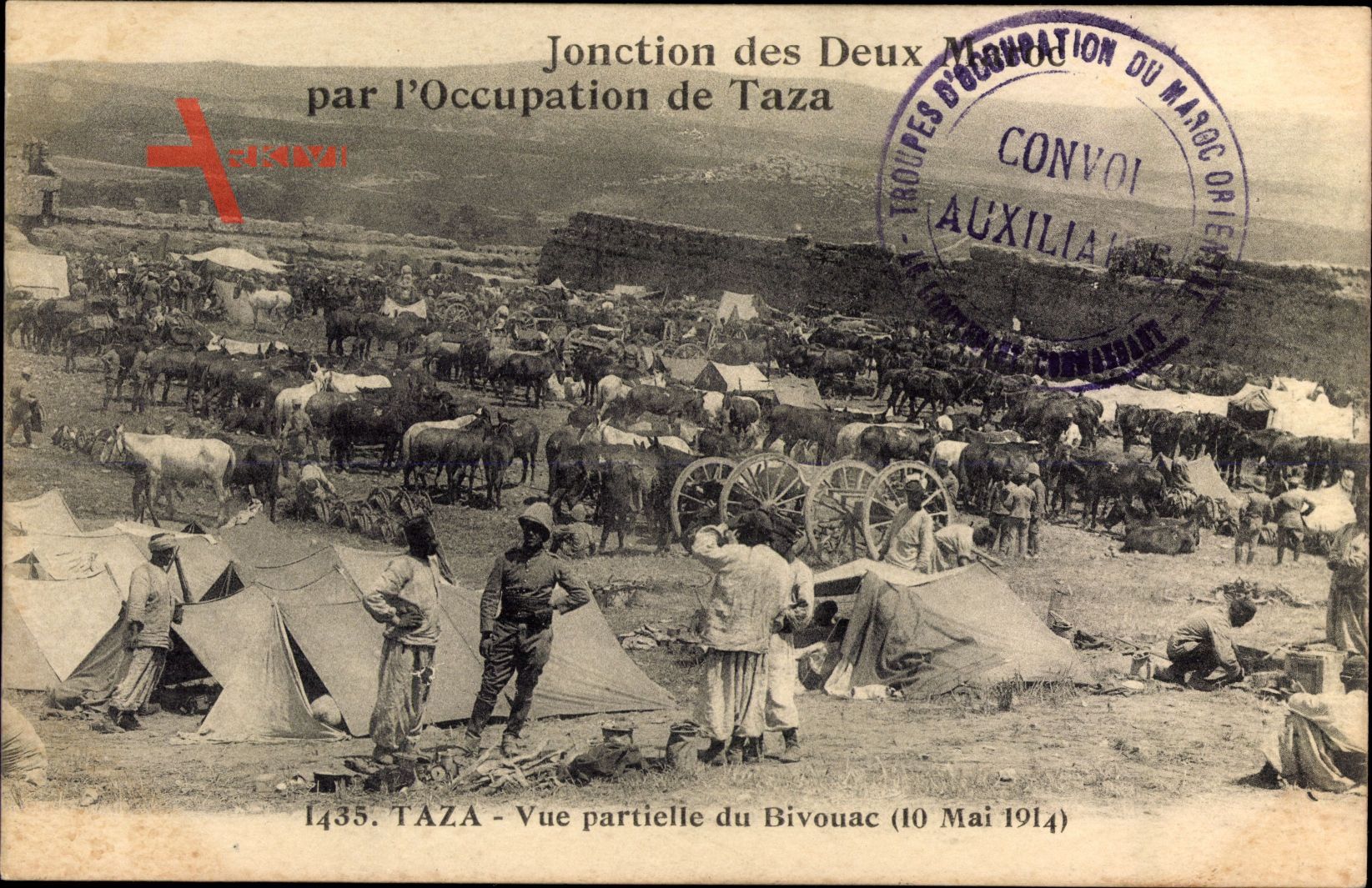 Taza Marokko, Vue partielle du Bivouac, 10 Mai 1914, Occupation
