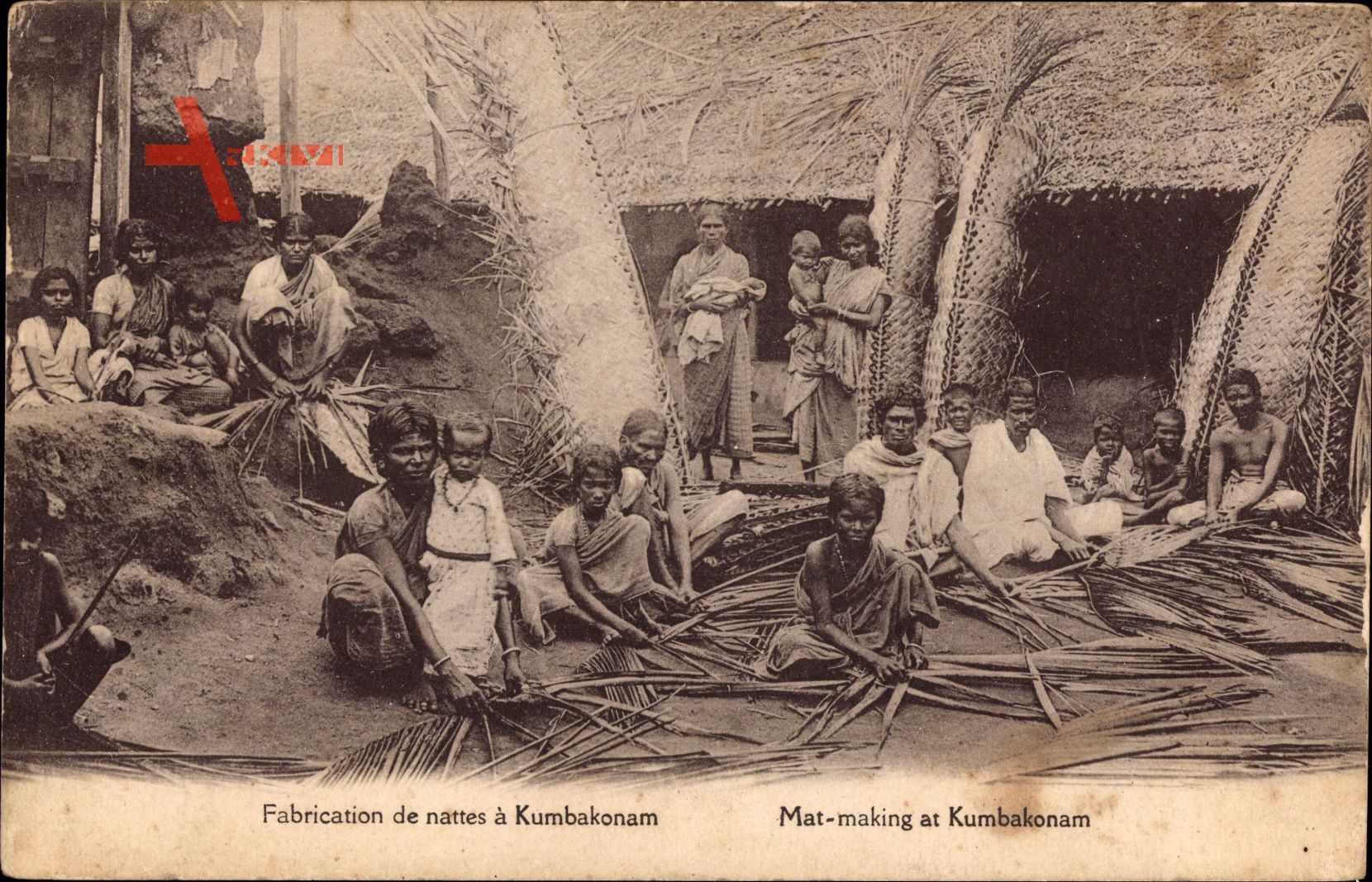 Kumbakonam Indien, Fabrication de nattes, Mattenherstellung, Inder