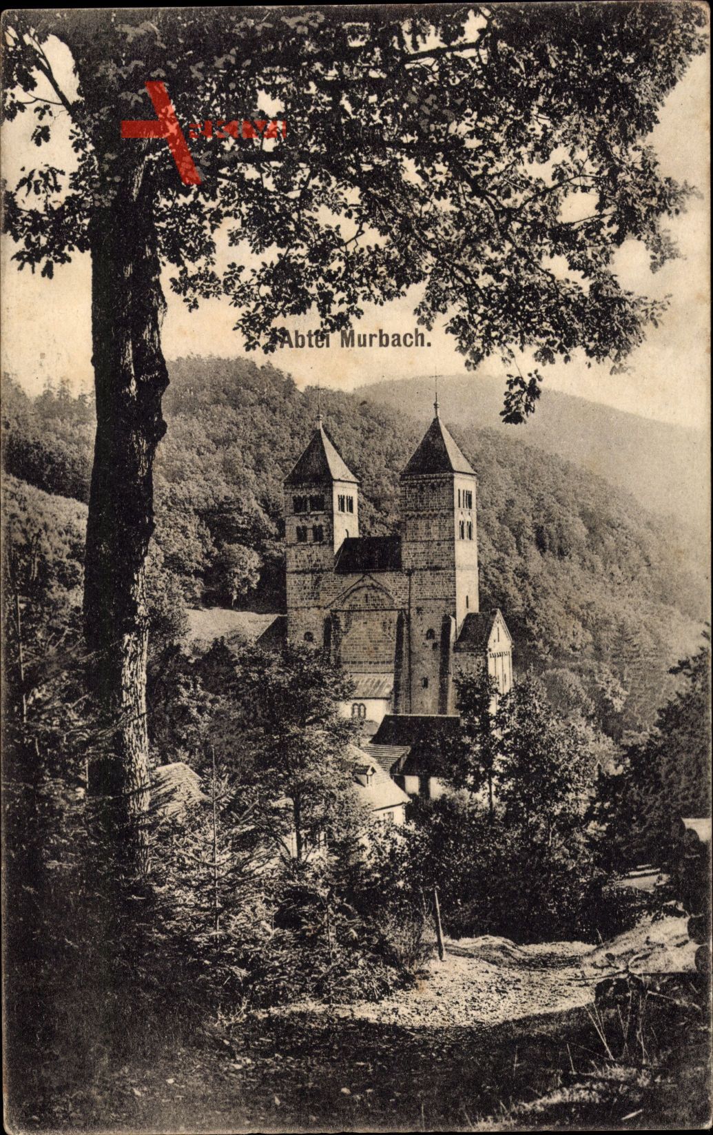 Murbach Elsaß Haut Rhin, Blick zum Kloster, Abtei