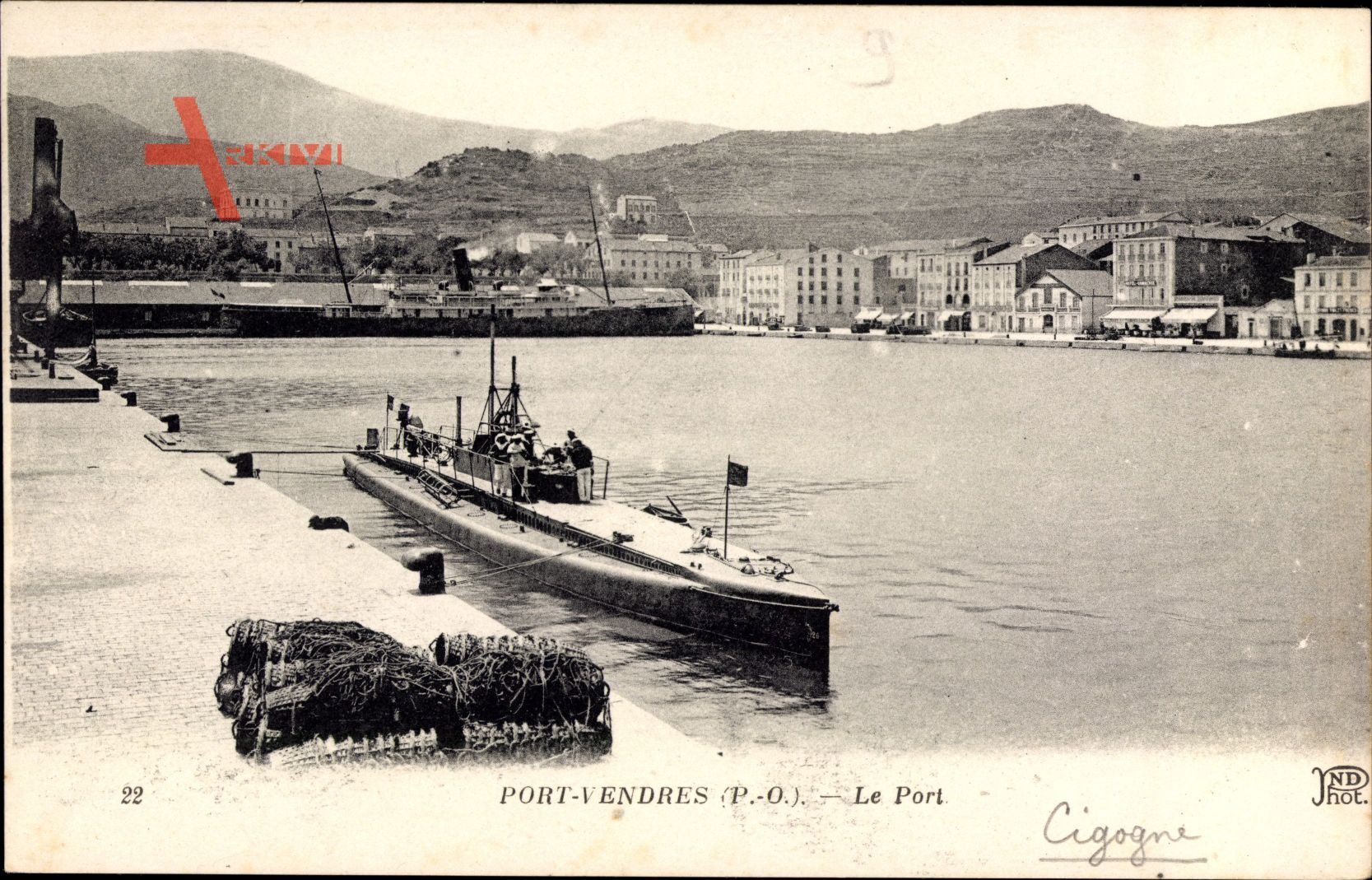Port Vendres Pyrénées Orientales, Le Port, U Boot im Hafen, Sous Marin