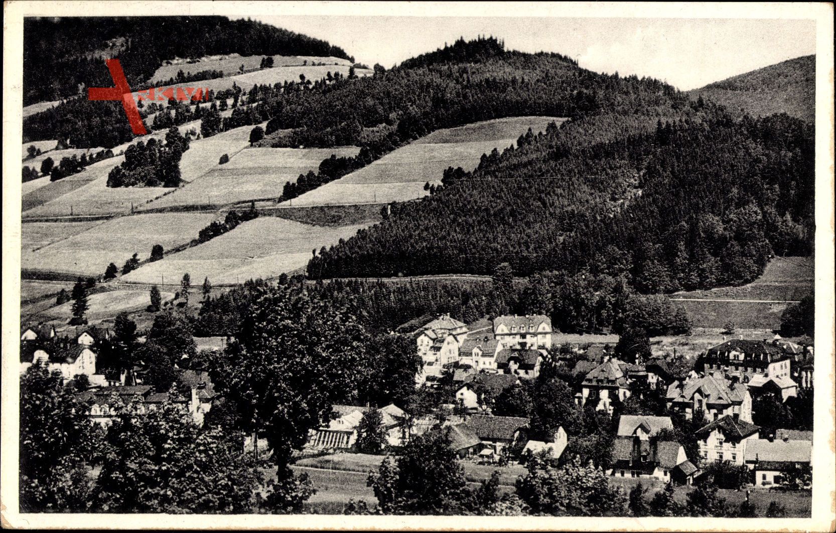 Lipová lázně Bad Lindewiese Reg. Olmütz, Panorama, Altvatergebirge, Ort