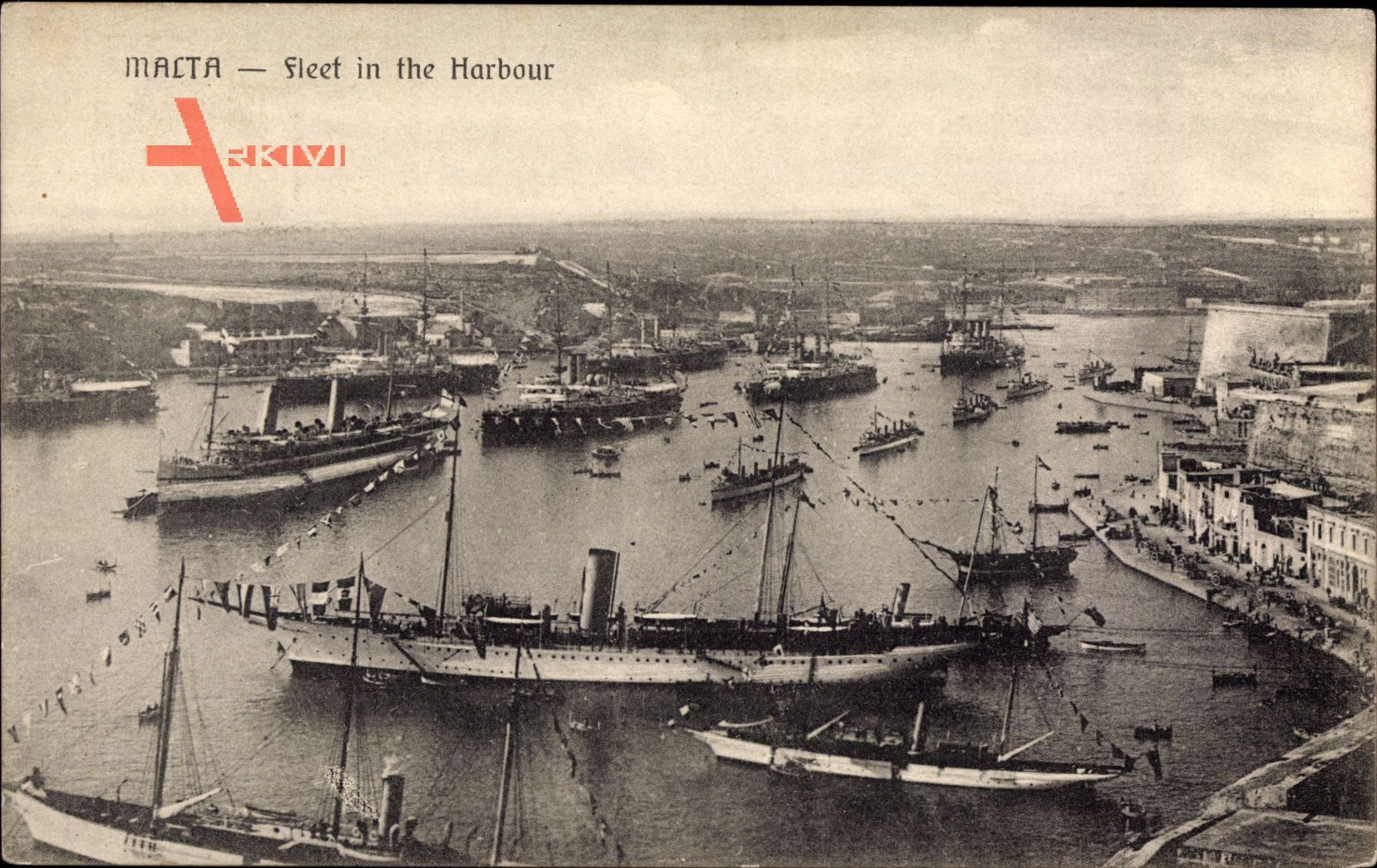 Malta, Fleet in the Harbour, Flotte im Hafen, Dampfschiffe