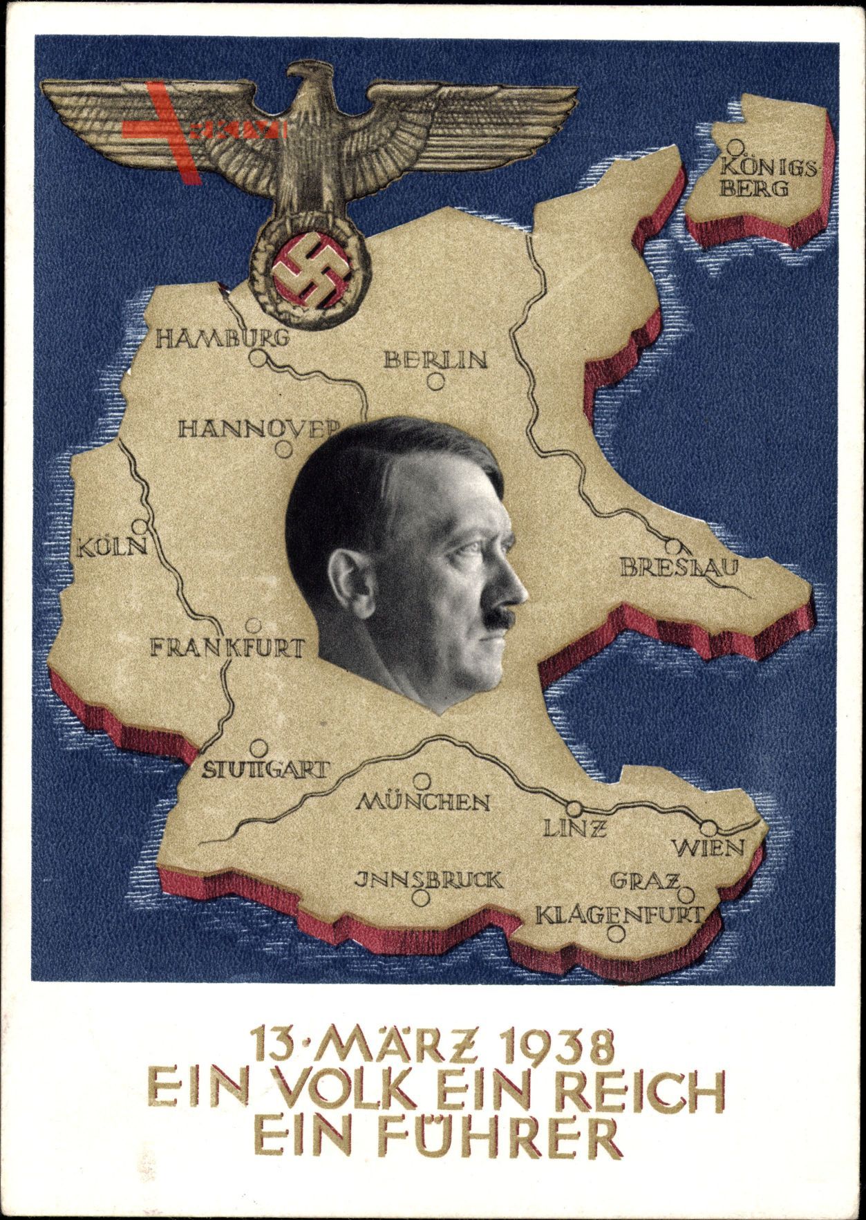 Ganzsachen Landkarten Ein Volk ein Reich ein Führer, Großdeutschland, Hitler