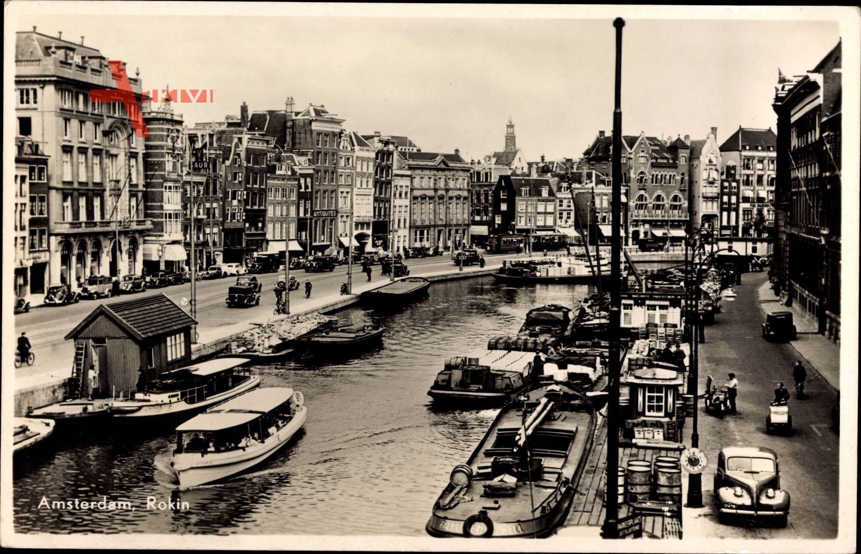 Amsterdam Nordholland Niederlande, Rokin, Boote im Hafen
