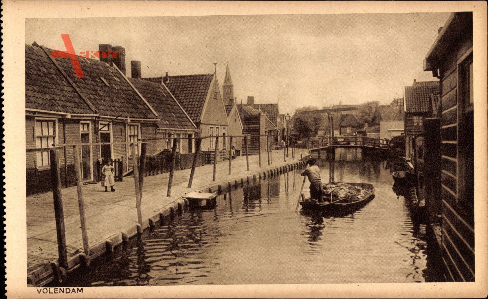 Edam Volendam Nordholland, Flusspartie, Gondel, Brücke