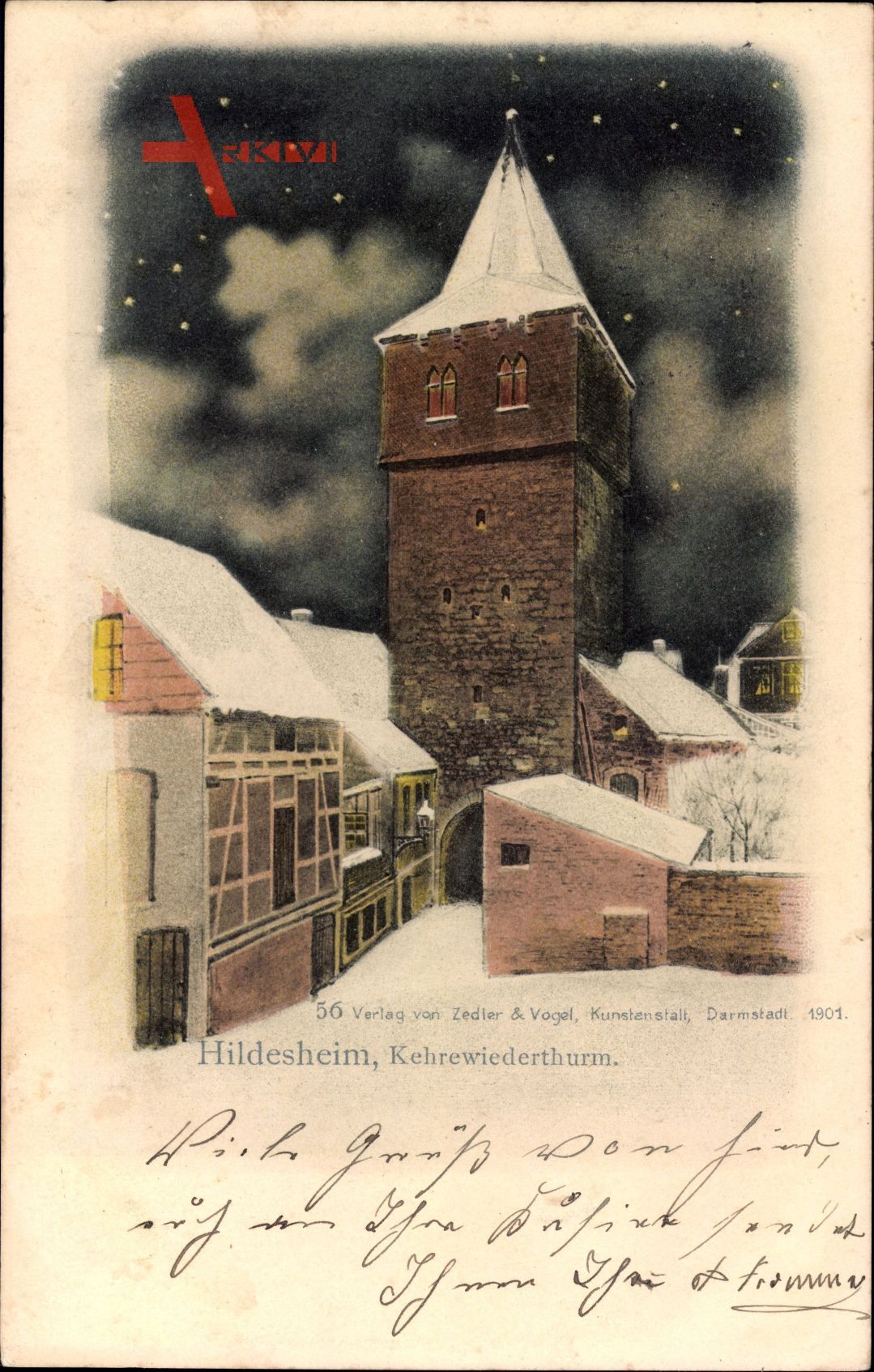 Hildesheim in Niedersachsen, Blick auf den Kehrewiederturm, Winteransicht