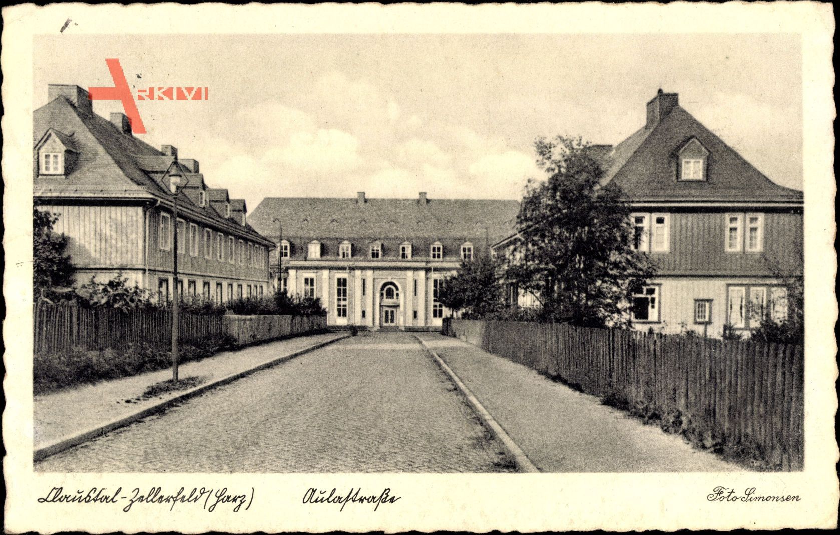 Clausthal Zellerfeld im Oberharz, Blick in die Aulastraße, Gebäude