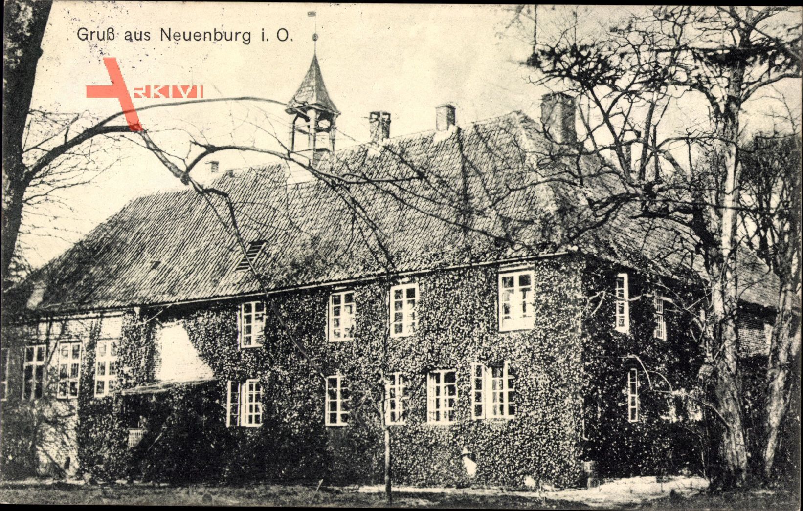 Neuenburg Zetel in Friesland, Blick auf das Schloss, Rankenbewuchs