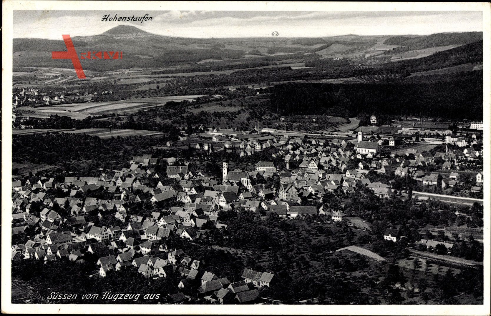 Süssen Landkreis Göppingen, Blick auf den Ort, Hohenstaufen, Fliegeraufnahme