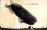 Sports, Aérostation, Atterrissage du Dirigéable Patrie, Zeppelin