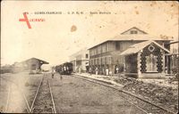 Dabola Guinea, Gare, Blick auf den Bahnhof, Gleisseite, Zug