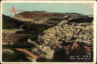 Safad Israel, Vogelschau auf die Siedlung mit Mount Canaan