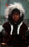 Alaska USA, Menadelook, Exkimo Boy, Portrait eines Jungen, Pelzmantel