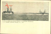 Kiaoutschou Jiaozhou China, Tsintanhafen, SMS Kaiser, Prinzess Wilhelm