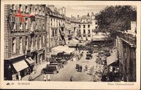Saint Malo Ille et Vilaine, Place Chateaubriand, Platz, Autos, Geschäfte