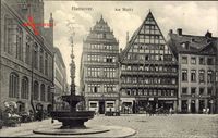 Hannover in Niedersachsen, Blick auf den Markt mit Brunnen