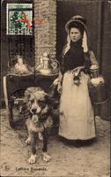 Laitiere flamande, Milchfrau in Tracht, Hundekarren