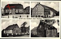 Ostdorf Dornum, Gasthaus Geschw. Franzen, Bauernhaus, Schule