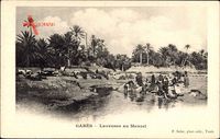 Gabès Tunesien, Laveuses au Menzel, Anwohner am Gewässer