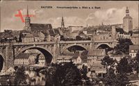 Bautzen in der Lausitz, Kronprinzenbrücke und Blick auf die Stadt
